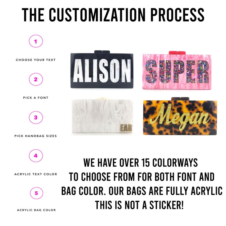 Customizable Acrylic Name Purse Custom Handbag for Women Etsy