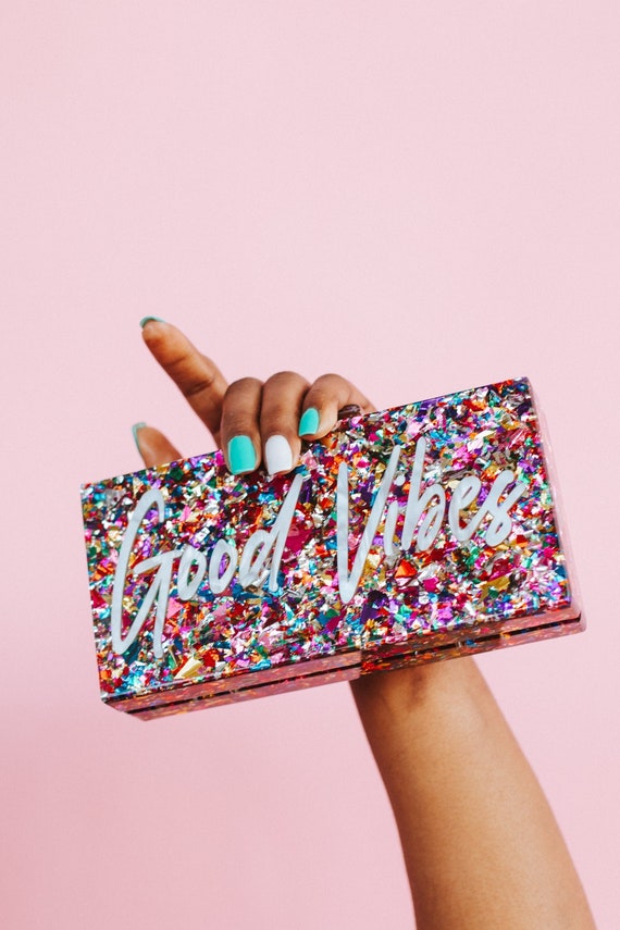 Confetti acrylic clutch bag clearance