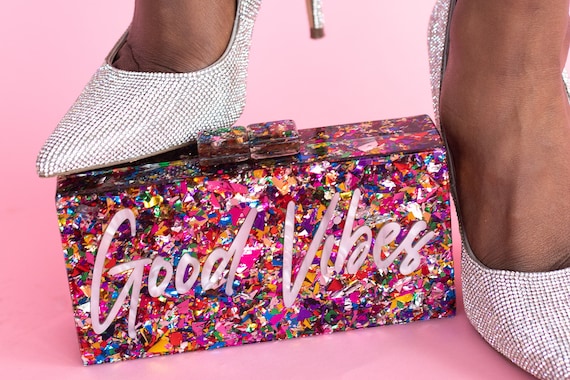 Confetti acrylic clutch bag hotsell