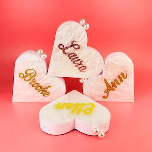 Heart Custom Pearl Acrylic Bag, Love Purse, Customized White Heart Purse, Custom Heart Hand Bag, Clutch Purse with Pearl , Personalized Bag