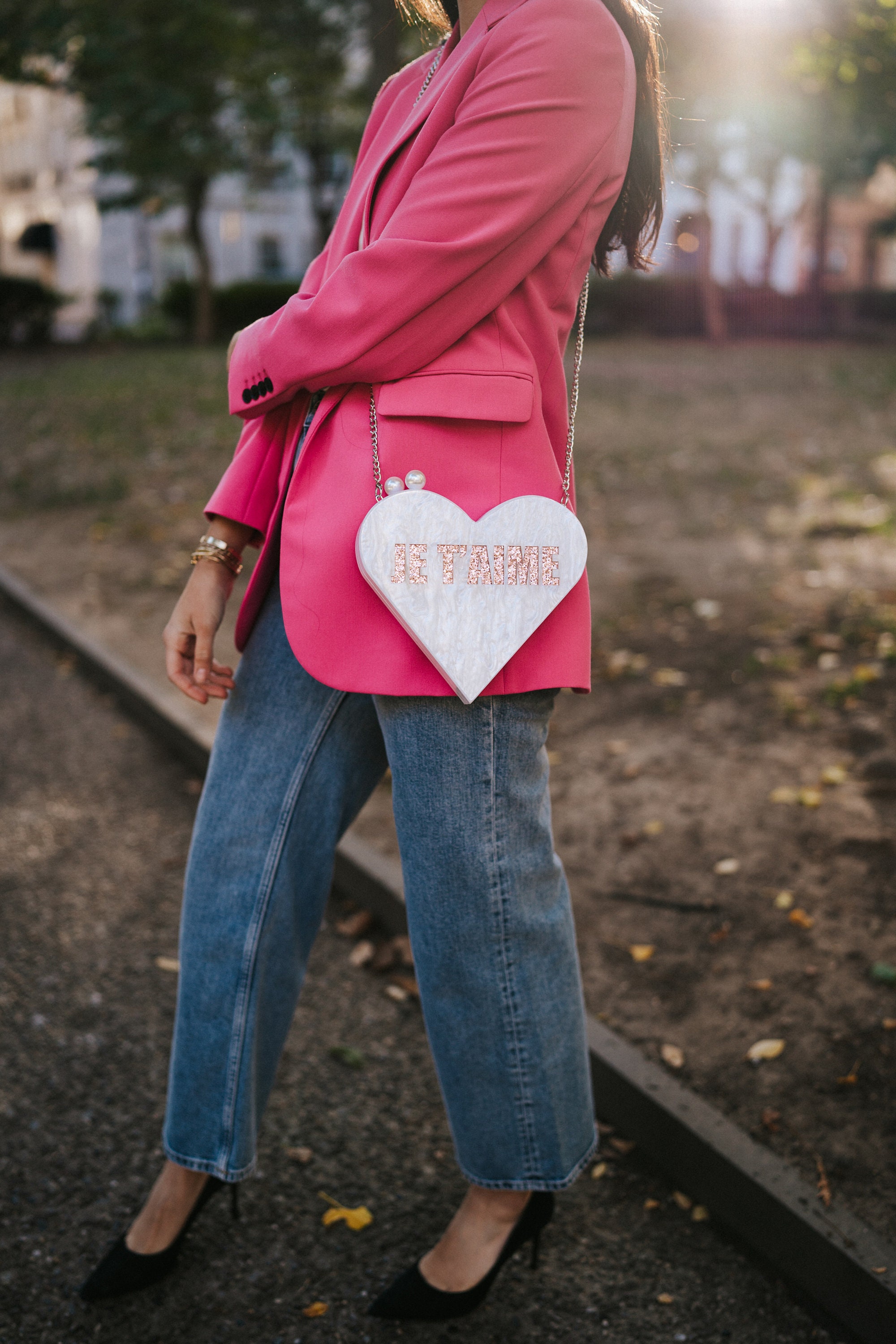 Je T'aime Acrylic Heart Bag French Words Handbag I Love 