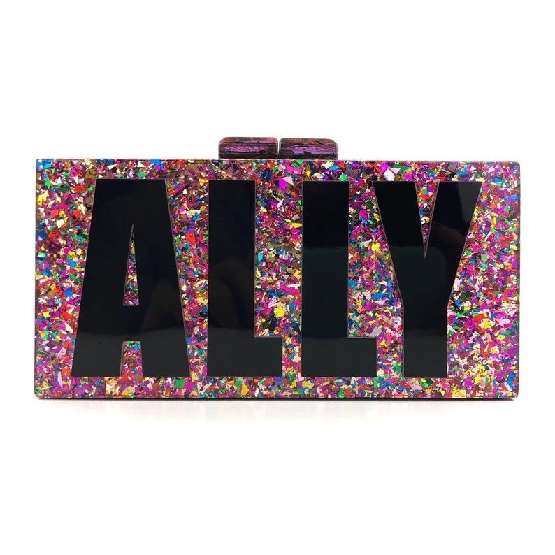 Personalized Acrylic Multi Color Confetti Glitter Bag Acrylic Etsy