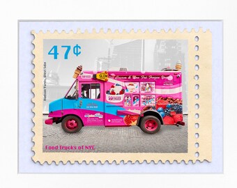 10 Flavor FroYo & Ice Cream Food Truck, NYC, 8”x 10” Frame, Mat included, Photographic Silver Halide composition print, Stamp series