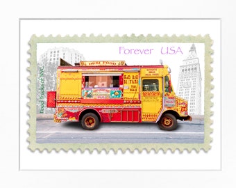 Desi Food Truck, Indian cuisine, NYC, 8"x10" Frame, Mat included, Photographic Silver Halide composition print, Food Truck Stamp series