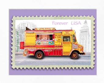 Desi Food Truck, Indian cuisine, NYC, 8"x10" Frame, Mat included, Photographic Silver Halide composition print, Food Truck Stamp series