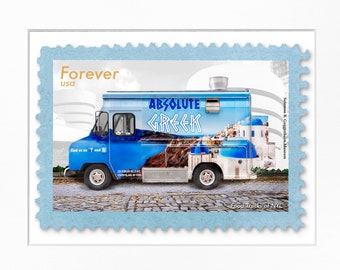 Absolute Greek Food Truck, NYC, 8”x 10” Frame, Mat included, Photographic Silver Halide composition print, Stamp series