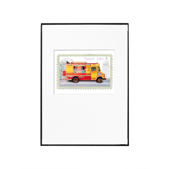 Desi Food Truck Indian Cuisine Nyc 5x 7 Frame Mat Included Photographic Silver Halide Composition Print Food Truck Stamp Series