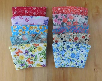 Floral Fabric Coffee Cozy Sleeve: Reusable Cup Holder