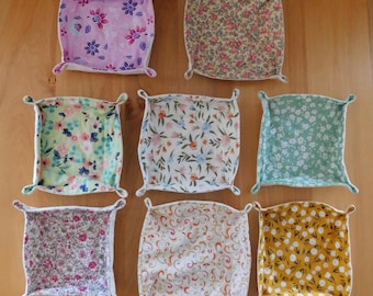 Quilted Cotton Fabric Tray: Small Catchall Storage - 5" x 5"