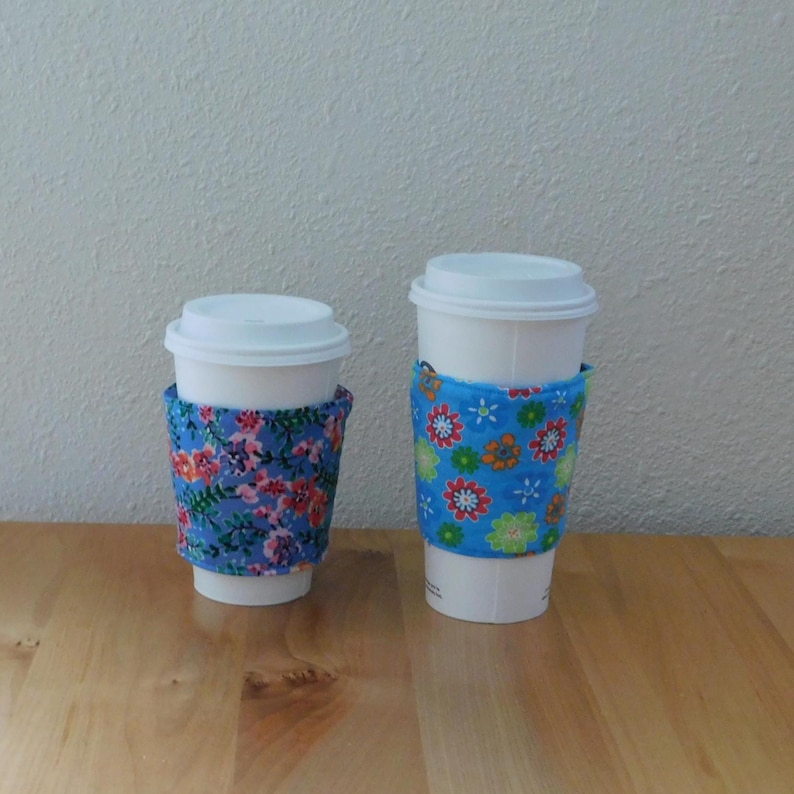 Floral Fabric Coffee Cozy Sleeve: Reusable Cup Coozie image 6