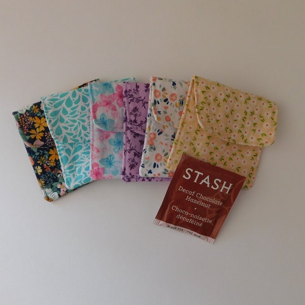 Tea Bag Pouch/ Tea Bag Holder/ Flower Tea Bag Wallet /Tea Bag Holder for Purse / Office Organizer / Sticky Note Pad Holder