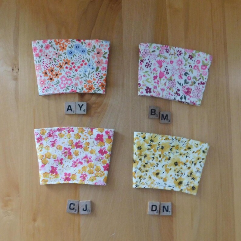 Floral Fabric Coffee Cozy Sleeve: Reusable Cup Coozie image 2