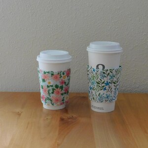 Floral Fabric Coffee Cozy Sleeve: Reusable Cup Coozie image 12