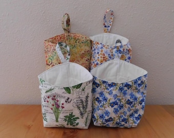 Hanging Quilted Cotton Basket: Washable Fabric Storage Pod