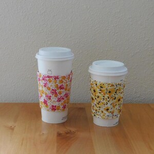 Floral Fabric Coffee Cozy Sleeve: Reusable Cup Coozie image 4