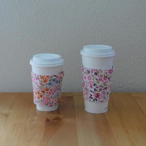 Floral Fabric Coffee Cozy Sleeve: Reusable Cup Coozie image 3