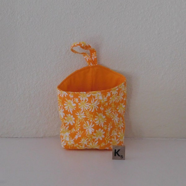 Small Hanging Fabric Quilted Basket/ Desktop Storage/Tabletop Washable Fabric Storage Container/Mini Cotton Basket/Office or Kitchen Storage