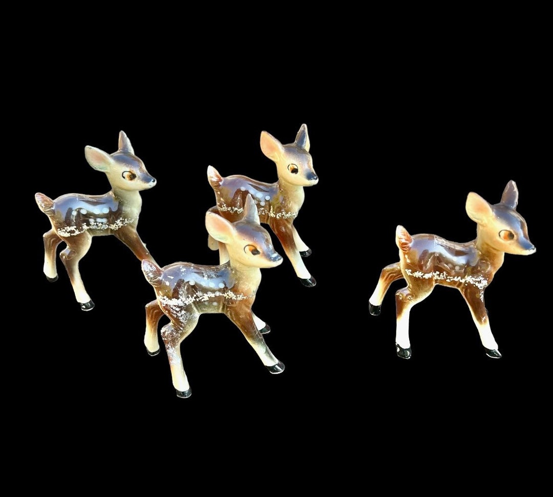 Vintage 4 Inch Ceramic Reindeer Figurines Lot of 4 Etsy