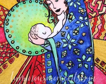 Madonna with Child Watercolor *Giclee Print*