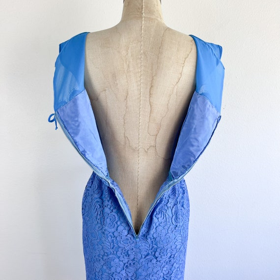 1950's Periwinkle Lace Wiggle Dress - image 6