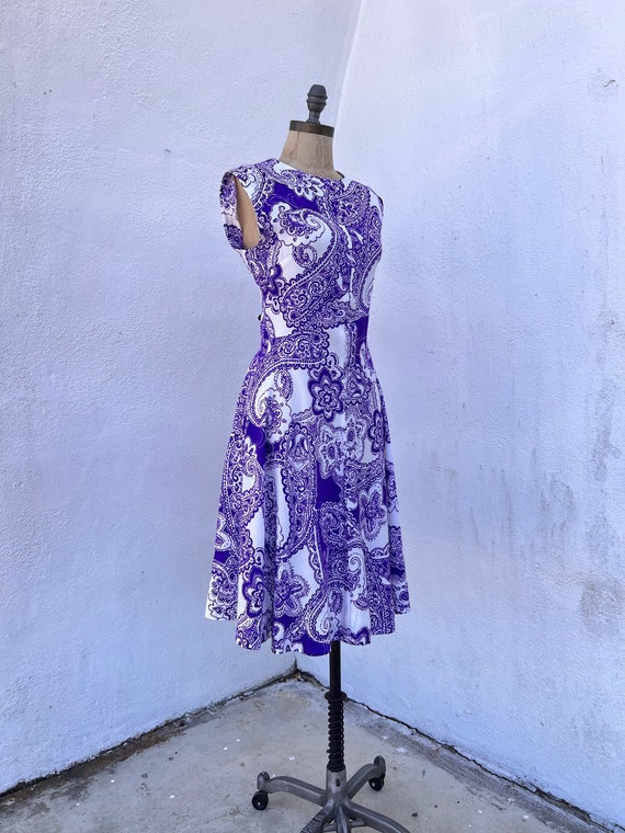 1960’s/ 1970’s Barkcloth Purple Paisley Dress