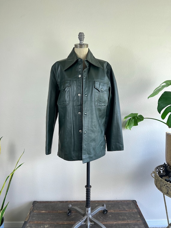 1970’s Dark Green Faux Leather Shacket
