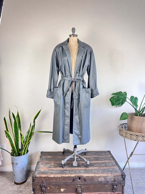 1980’s Jordache Gray Leather Coat - Large/ XL