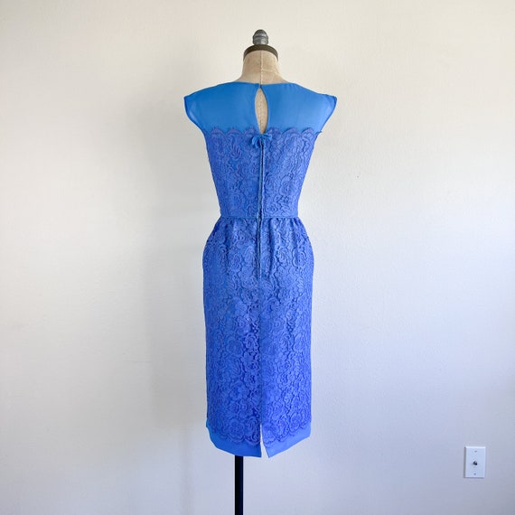 1950's Periwinkle Lace Wiggle Dress - image 3