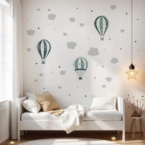 Adesivi murali palloncini Stelle verdi adesivi nuvole palloncini bambini decorazioni per la stanza murale ragazza regalo murale ragazzo