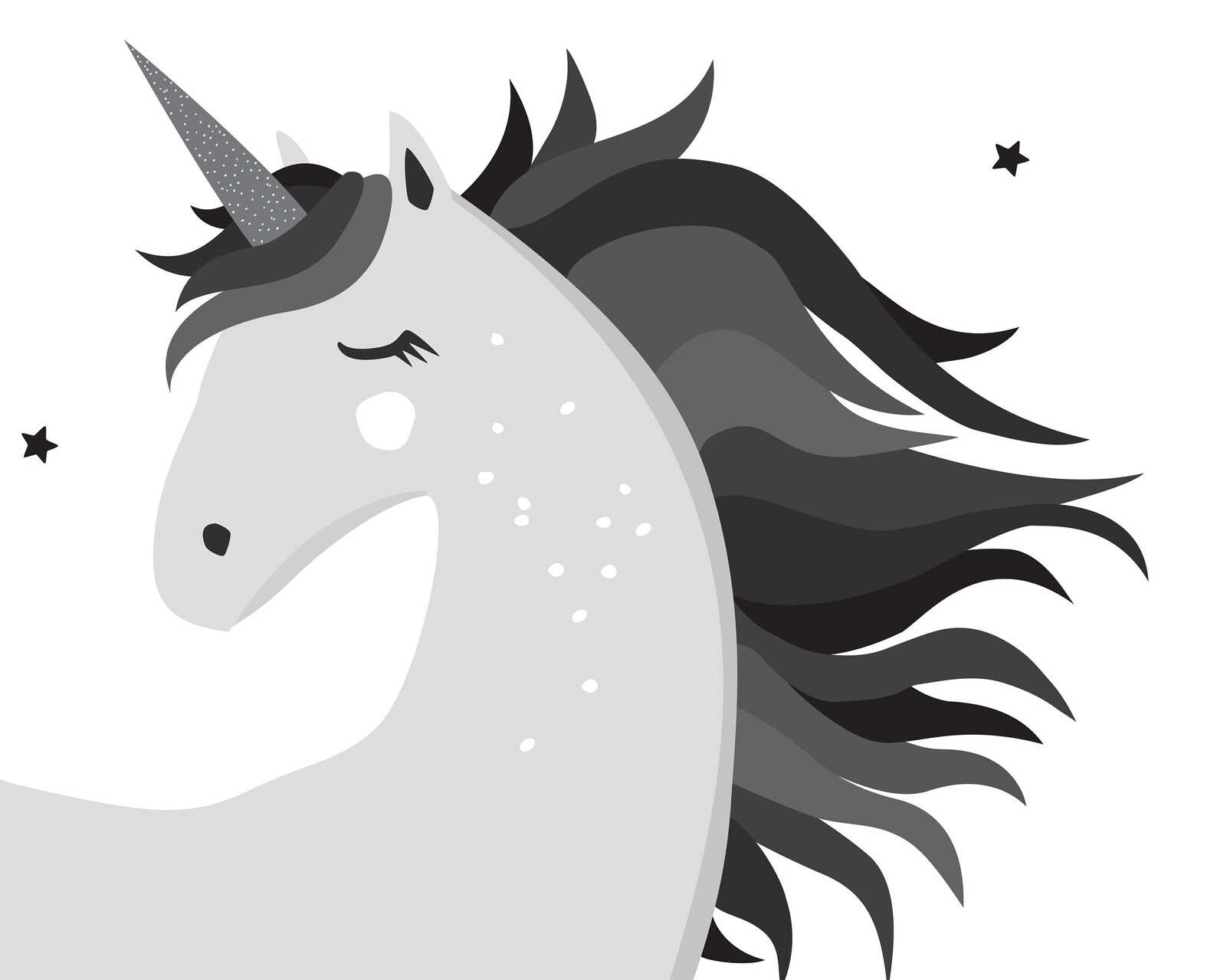 Poster DIGITAL DOWNLOAD Black White Grey Unicorn Wall decor Etsy