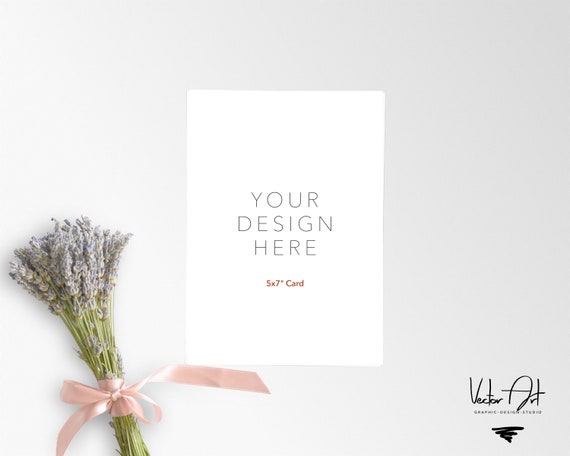 5x7 Stationery Mockup Horizontal White Card Styled Invitation Card