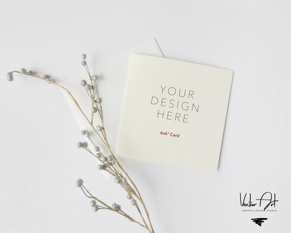 Download 6x6 Square Stationery Mockup White Card Invitation Etsy PSD Mockup Templates