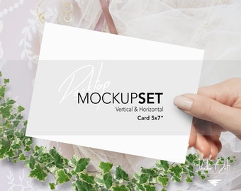 5x7" Wedding Card Mockup, Styled Invitation Card, Product photography, Stock photography, Blank Card, Invitation Template, Product Promotion