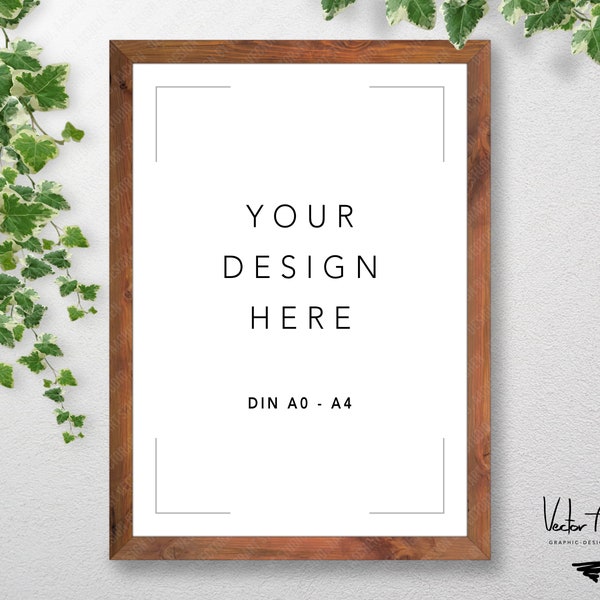 A0 - A4 Vertical Wood Frame Mockup, PICTURE Frames, Wood Frame Mock up,  Stationery Mockup, Frame Mock up, DIGITAL FRAMES, Frames Clipart