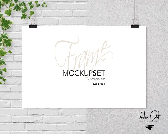 5 7 Horizontal Hanging Paper Frame Mockup Nursery Mockup Etsy