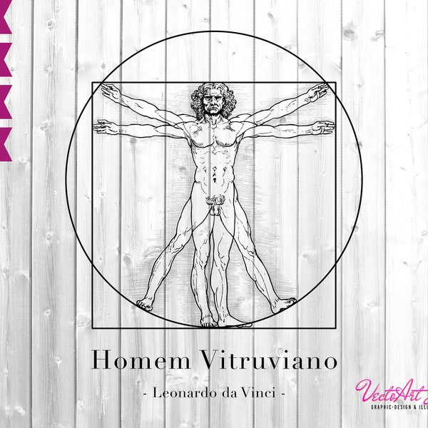 Leonardo da Vinci - Homem Vitruviano - Camisa de hombre de Vitruvio, SVG, PNG, PSD, Pdf, diseño de camisetas y tazas, svgs, imágenes prediseñadas