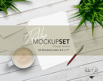 Bundle of 3 mockup templates, Wedding stationery, A4 sheet of paper, 8,5x11 inches sheet of paper, Wedding Mockup, Product photography.