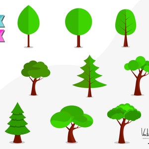 TREE CLIPART, Digital File, FOREST Clipart, Summer Tree, Simple Clip art illustration, eps Files, png Files, Tree Svg, Tree Silhouette