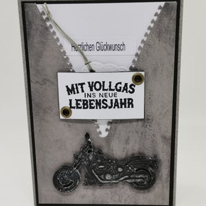 Glückwunschkarte Mann-Frau-Divers,Motorradfan-Mit Vollgas ins neue Lebensjahr