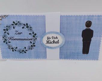 Card communion gift boy, girl, money gift for first communion, voucher packaging personalized, money gift, voucher