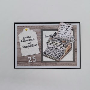 Karte zum 5. 10. 15. 20. 25. 30. 35. 40. personalisiert Dienstjubiläum ,Betriebsjubiläum ,Firmenjubiläum,Jubiläum ,Computer,Schreibmaschine