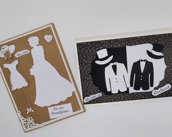 Card for the wedding, wife and wife, husband and wife, bride and groom, church registry office Mrs. & Mrs. same-sex couples,