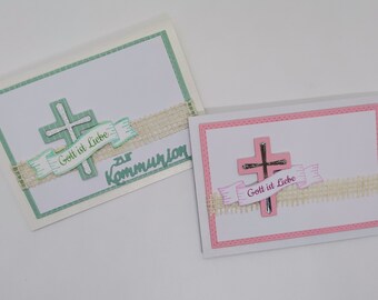 Communion card, folding card, congratulations card, baptism, confirmation card, church