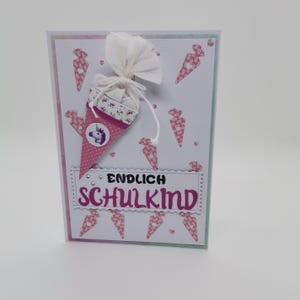 Schulkind 2025,Karte zur Einschulung,Schulanfang,Schultüte mit Einhorn,Personalisiert,Glückwünsche zur Einschulung ,1. Schultag,ABC