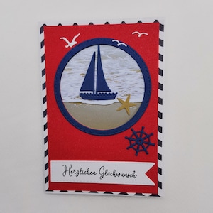 Geburtstagskarte, Karte zum Geburtstag 30,40,50,60,70,Glückwunschkarte zum Geburtstag maritime,Segelschiff