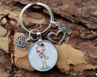 Keychain in gift box, best nurse, medical assistant in the world... doctor gift with heart, birthday, personalized