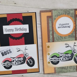 Karte zum Geburtstag, Karte mit Motorrad,personalisierte Karte für Biker