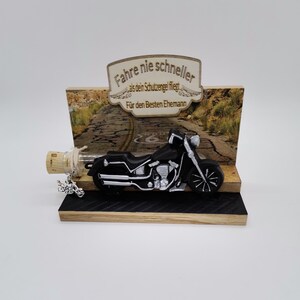 Geschenk für Motorradfahrer,Aufsteller Holz,Wunschgravur,Geschenk für Biker,Mitbringsel,Kleinigkeit,Stiftehalter,Schutzengel Motorrad