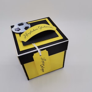 Explosionsbox Fußball,Schwarz/Gelb Geldgeschenk Geburtstag Männer Geschenk Frauen schwarz gelb