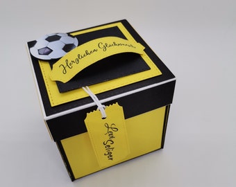 Explosionsbox Fußball Geldgeschenk Geburtstag Männer Geschenk Frauen schwarz gelb